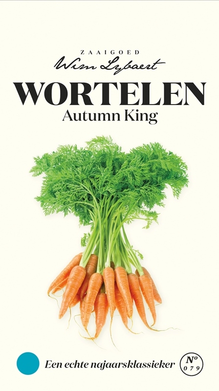 Wortelzaden Autumn King van Wim Lybaert - Grote, zoete winterwortelen, perfect voor winterse gerechten.