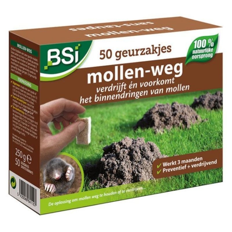 BSI Mollen-Weg geurcapsules: Diervriendelijk mollen verjagen!