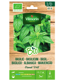 Bio kruiden zaden Basilicum Grand Vert 1g